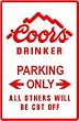 COORS PARKING sport vacation street sign