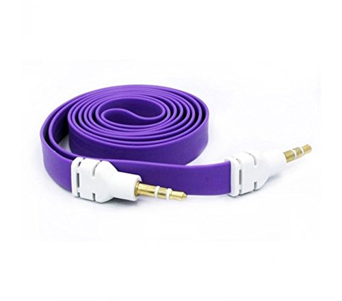 niceeshop(TM) 1m Purple 3.5mm Male to Male Flat Noodle Audio Extension AUX Cable Adapter for Pc Phone Car IPods