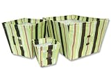 Giggles Stripe: 3-Pc Fabric Covered Storage Bin Set. #101561, #101562, #101563 - Large, Medium & Small Sizes.