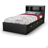 South Shore Spark Collection Twin Mates Bed, Pure Black