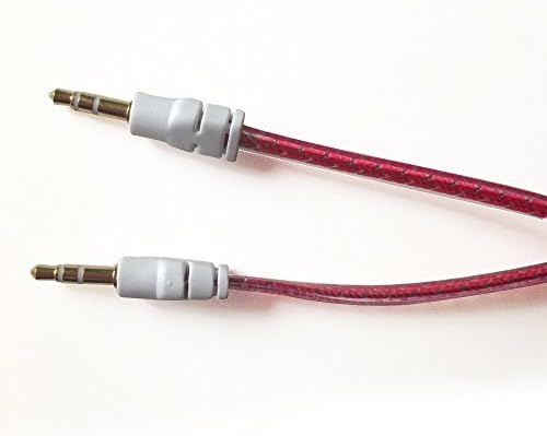 TIKAMUSIC 3.5mm Male To Male Car and Home Stereo Silver Wire Braided Cloth Jacketed Transparent Glue COVERED Tangle-Free Noodle Flat Auxiliary Audio Cable (4 Feet/1.2M) Fits Over Tablet & Smart Phone Cases For Apple iPad, iPhone, iPod, Samsung Galaxy, Android, MP3 Players Blue/Yellow (Plug will be Fully Seated with Phone Case On) (ROSE RED)
