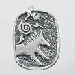 Horse and Sun Dog Tag Style Pendant in Sterling Silver, #8981