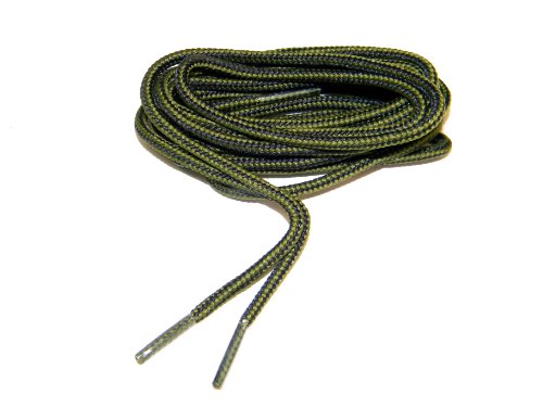 Rugged Wear Olive Green - Black Round Polyester Boot Laces Shoelaces 2 Pair Pack