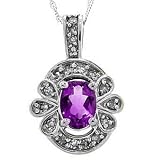 1cttw Amethyst and Diamond White Gold Pendant Necklace