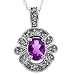 1cttw Amethyst and Diamond White Gold Pendant Necklace
