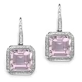 18k White Gold Pink Kunzite and Diamond Earrings