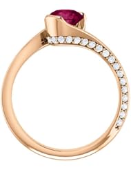 10K Rose Gold 6.00mm Round Cut Rhodolite Garnet and Diamond Ring -- LIFETIME WARRANTY