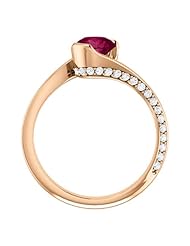 14K Rose Gold 6.00mm Round Cut Rhodolite Garnet and Diamond Ring -- LIFETIME WARRANTY
