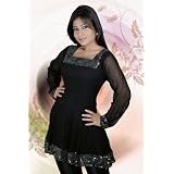 Black Square Neck Fantastic Sequence Embroidery Ladies Dresses Kurta Kurti by Arayanaya