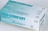 Produkt-Bild: Einmalhandschuhe MED-COMFORT Latex Groesse L leicht gepudert Untersuchungshandschuhe, 100 St&uuml;ck, nicht steril, Einweghandschuhe