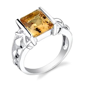 Buy Sterling Silver 2.75 cts Radiant Cut Citrine Ring Size 7 by Peora