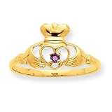 10k Polished Geniune Amethyst Birthstone Ring