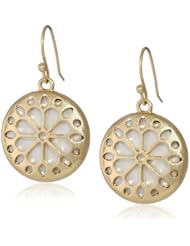 NINE WEST VINTAGE AMERICA "Open Sea" Worn Gold Tone Mother-Of-Pearl Drop Earrings