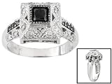 10KT WG 1.00CTW WHITE DIAMOND AND IRRADIATED BLACK DIAMOND RING