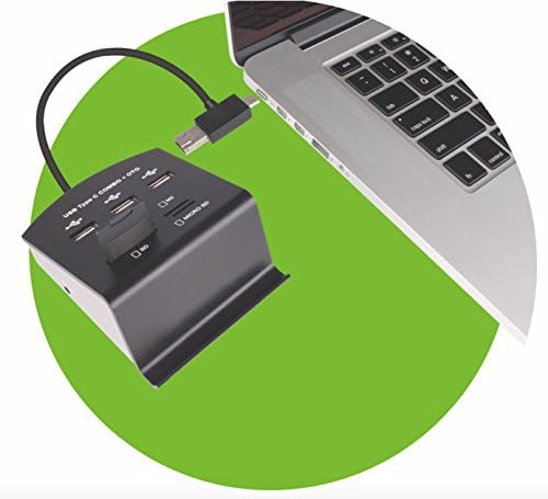 Vanja USB Type C/Micro USB OTG HUB with 3 x USB 2.0, SD/Micro SD/MS/M2 High Speed Card Reader; USB-C/Micro USB to USB Female OTG Adapter