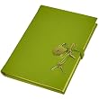 Genuine Leather Pad-Lock Diary, Working Key and Lock, Lime, 8"