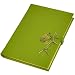 Genuine Leather Pad-Lock Diary, Working Key and Lock, Lime, 8"