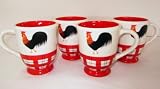 Ronnie's Terramoto Ceramic, Set of 4 Coffee Mugs / Tea Cups, 8 ounces, Rooster
