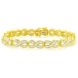 Gold Over Sterling Silver Two-tone 1.00 Carat Diamond Infinity Bracelet- Size 7.25