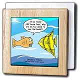 Londons Times Fish Fishing Deep Beneath Cartoons - Are Fish Really Brain Food - Tile Napkin Holders
