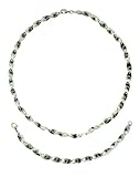 Women's Stainless Steel Small Twisted Marquise Bracelet and Necklace Set, 24