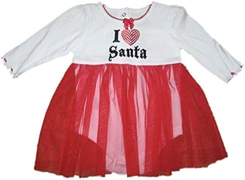 Baby Glam Infant Girls I Love Santa Red Tulle Dress Christmas Creeper