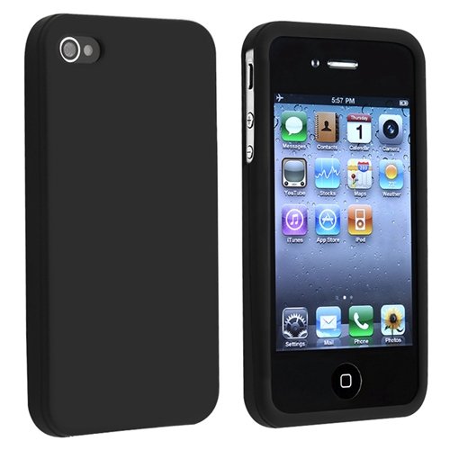 SOFT BLACK SILICONE RUBBER CASE for iPhone® 4 4S 4G 4GS G