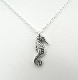 Sea Horse Sterling Silver Ocean Theme Jewelry Charm Pendant Chain Necklace