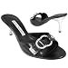 Luciano Padovan Black Front Crystal Buckle Kidskin Slide Shoes