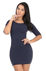 Sexy Striped Print Stretchy  Cotton/Polyester/Spandex Bateau Neck Elbow Length Sleeves Mini Dress  With a Bow(s)