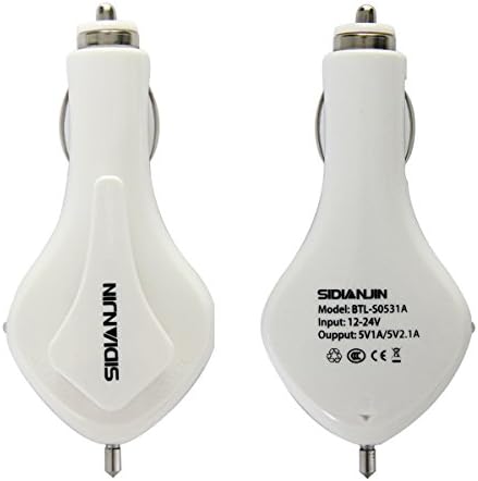Car Charger, SIDIANJIN 5V 3.1A Dual Port USB Rapid Car Charger With Safety Hammer/ Quick Charge/ High-speed Charging for Apple (iPhone 6 plus, iPad) and Android Device(Samsung Galaxy S6, Google Nexus)(White)
