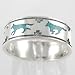 Sterling Silver & Turquoise Running Wolf Band Ring, #11108