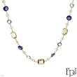 FPJ Dazzling Necklace With 67.31ctw Precious Stones - Genuine Amethysts, Citrines, Quartz and Topazes Made in 14K Yellow Gold. Total item weight 18.7g
