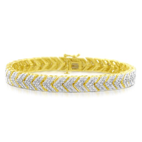  1.00 Carat Diamond Sterling Silver Chevron Bracelet - 7.5