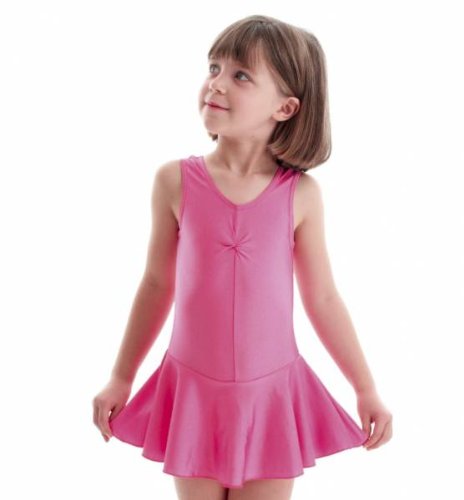 KDR005 Nylon Lycra Ballet Dance Gym Leotard With Skirt All Colours & Sizes By Katz Dancewear (Pale Pink, Age 5-6 Years Katz 0)