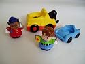 Fisher Price Little People Tow Truck, Car and Two People (Ramps Around Garage Replacement Figures)
