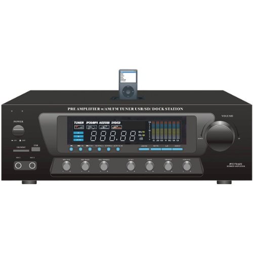 “Pyle Home PT270AIU 600Watt Stereo Receiver AMFM Tuner, USB/SD, iPod