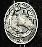 Large Bolo - Horsehead in Horseshoe(Diamond Cut) - Large Sculpted Bolo