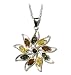 Sterling Silver Multi-Color Amber Flower Pendant