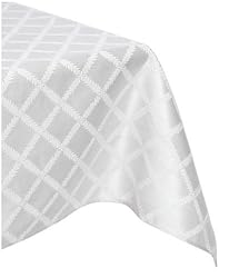 Lenox Laurel Leaf 70-by-144-Inch Oblong / Rectangle Tablecloth, Platinum