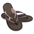 Ladies Leather Collegiate Flip Flops (Pink & Brown)