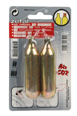 Zefal Bicycle CO2 Refill Cartridges, Threadless, 12G, Pkg of 3