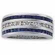14Kt White Gold Deep Blue Sapphire and Diamond Anniversary Band
