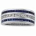 14Kt White Gold Deep Blue Sapphire and Diamond Anniversary Band