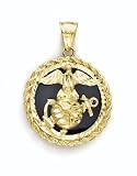14K US Marines Pend W/Onyx - GH14222