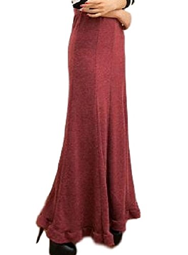(アリエテ) Ａｒｉｅｔｅ マキシ 丈 スカート レディース ニット スカート ロングスカート ウール 混 起毛 裾フリル フレア 選べる着丈 4サイズ スモール トール サイズ 身長 150-175cm S/M/L/XL ( ワインレッド )
