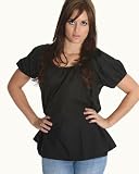 Black Renaissance Pirate Cap Sleeved Chemise Top Medieval Peasant Wench Blouse SC88521b