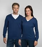 Mens & Womens Cashmere & Cotton V Neck Jumper French Navy Large