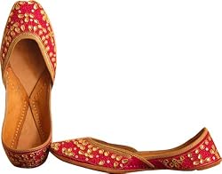 Beaded & Sequin Indian Khussa Belly Dance Shoes for Women Handcrafted Casual Footwear Available in Various Sizes