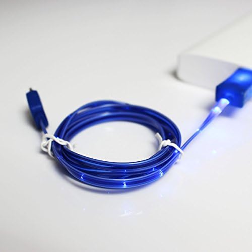 Otium USB 3.0 A Male to Micro B Cable -Blue Visible LED USB Charger Data Sync Cable Neon Glowing Strobing Electroluminescent Wires (El Wire) 3 Feet (0.9 Meters)